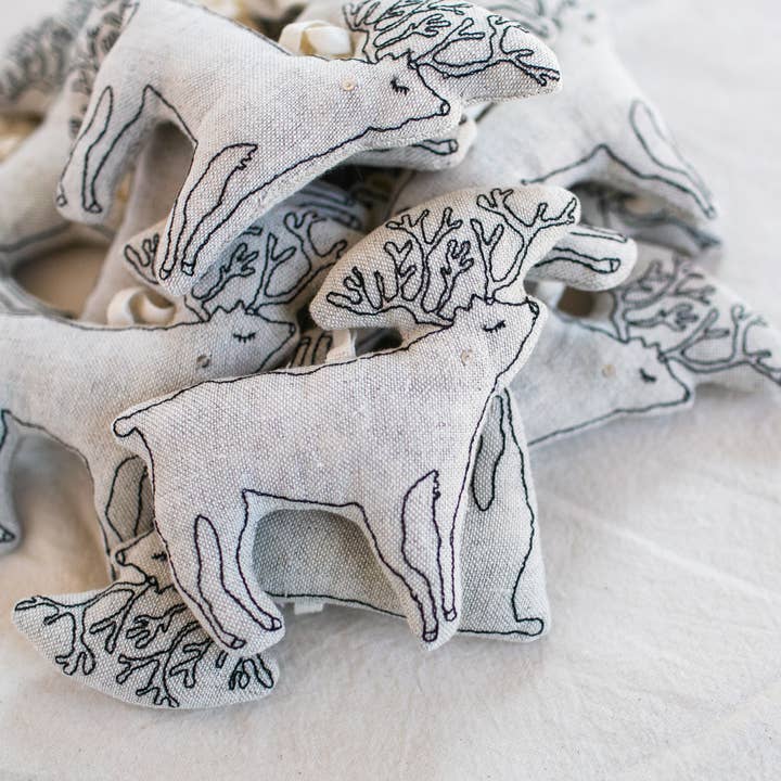 Skippy Cotton - Wholesale Ornament - Woodland Deer, lavender-filled, embroidered Ornament5