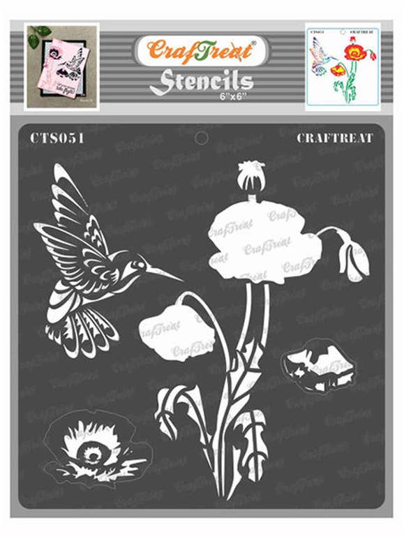 CraftReat gelaagd stencil met papaver 6x6 inch voor wholesale door CrafTreat