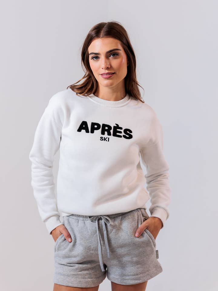 Après Ski Crewneck — Wit voor wholesale door Après Actif