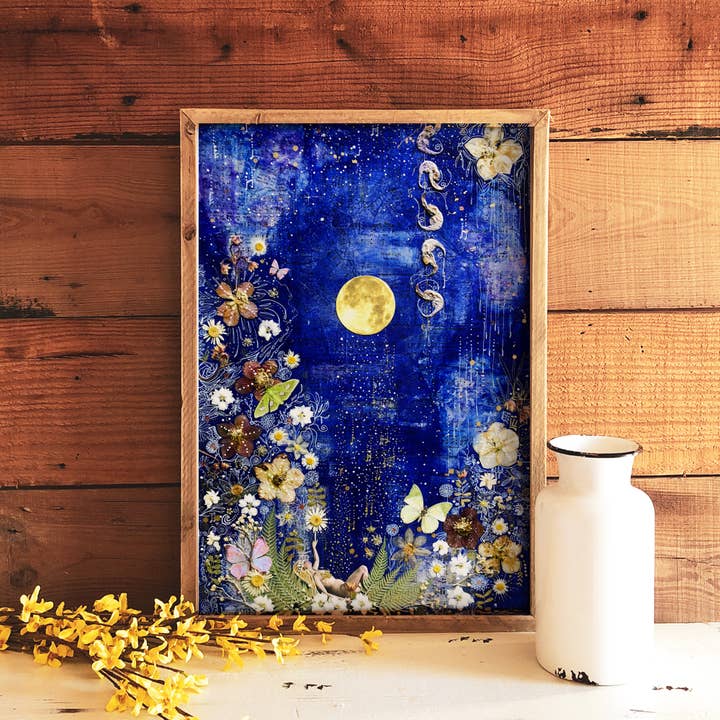 Nature Inspired Floral Print, Original Art, Fairy Garden Art for wholesale by Manda Marble LLC