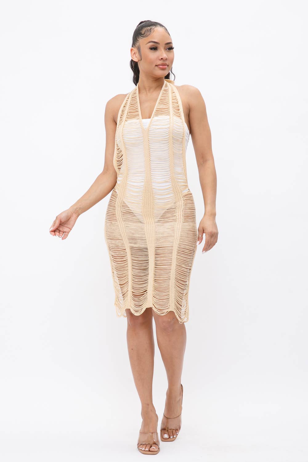 Julia by LoveJ - Wholesale Swim Cover Up - Women's - V-Neck Halter Open Back Cover Up Dress6