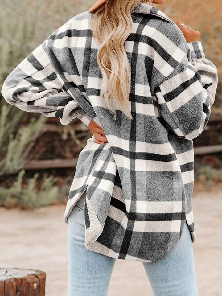 Lovesoft - Vendita all'ingrosso Giacca a camicia - Donna - Camicia da donna in flanella con bottoni scozzesi