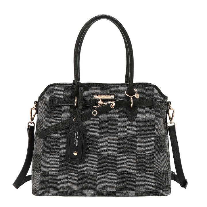 SAC TOTE CHIC À CARREAUX (NOIR) pour la vente par Nicole Lee