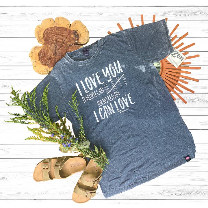I LOVE YOU Vintage Navy Tee for wholesale by Refresh Collective