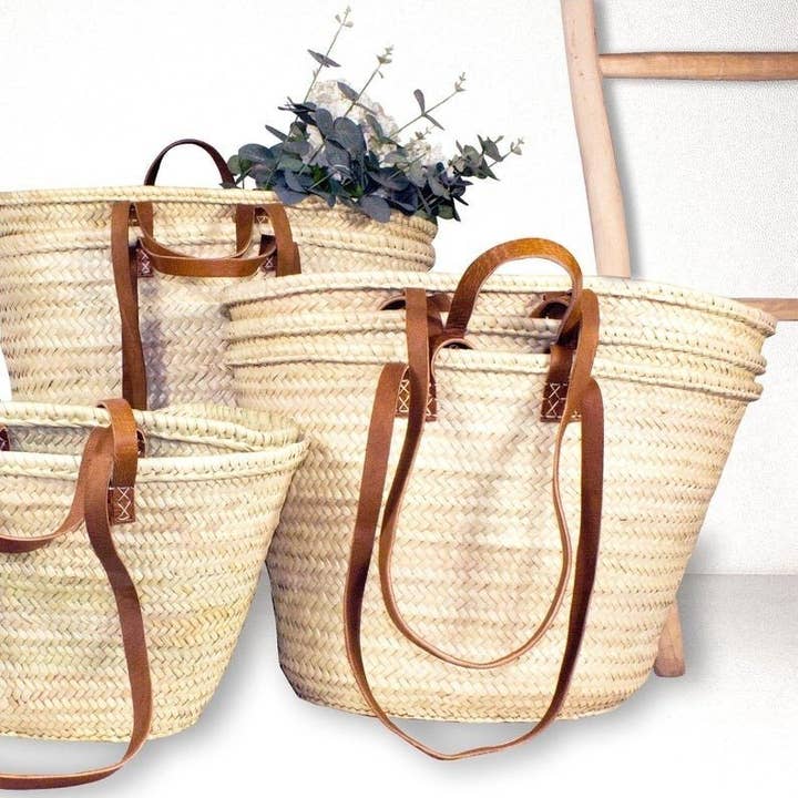 DarKech - Wholesale Beach Bag - Market basket STRAW BAG Handmade with leather, French Market