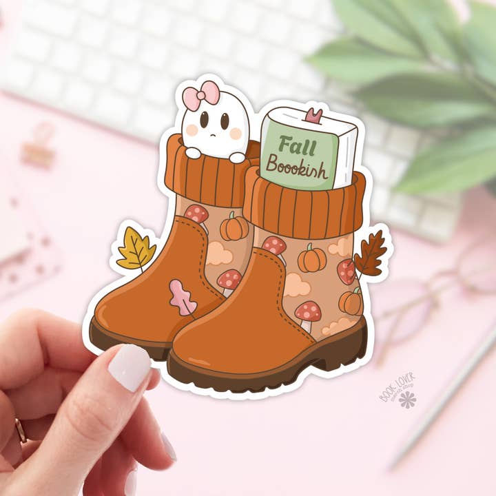 Pegatinas de Botas Otoñales Literarias / Fantasma Literario de Halloween para venta al por mayor de Book Lover Merch Shop
