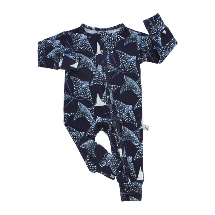 Strampler mit doppeltem Reißverschluss - Pazifikblau für den Großhandel von Cuddles N Giggles