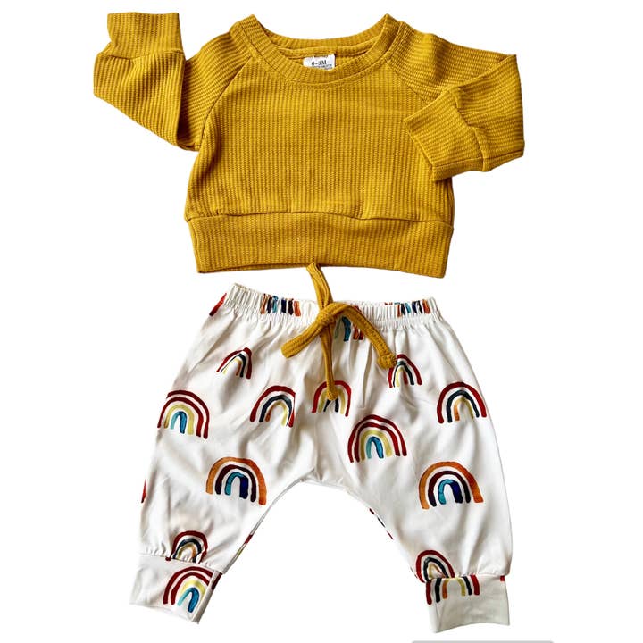 AnnLoren – Engroshandel Pyjamasæt - Børn – Rainbow Little Sleepies Pyjamas Baby Børnetøj Jogger Sæt2