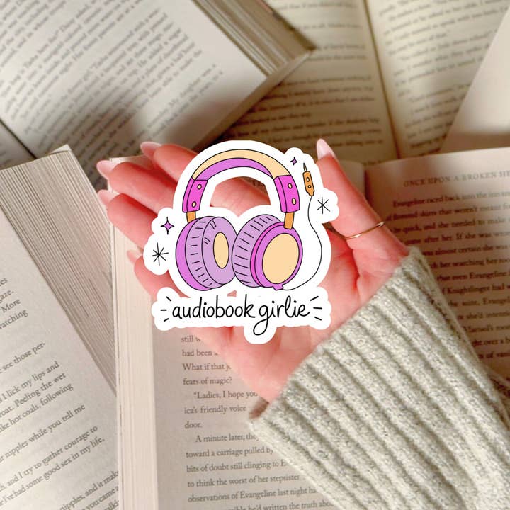 Purely Bookish - Wholesale Sticker - Audio Book Girlie Pink and Purple – 3" Waterproof Bookish Sticker with Holo Overlay – Reading, Books, Reader Gift, Book Lover1