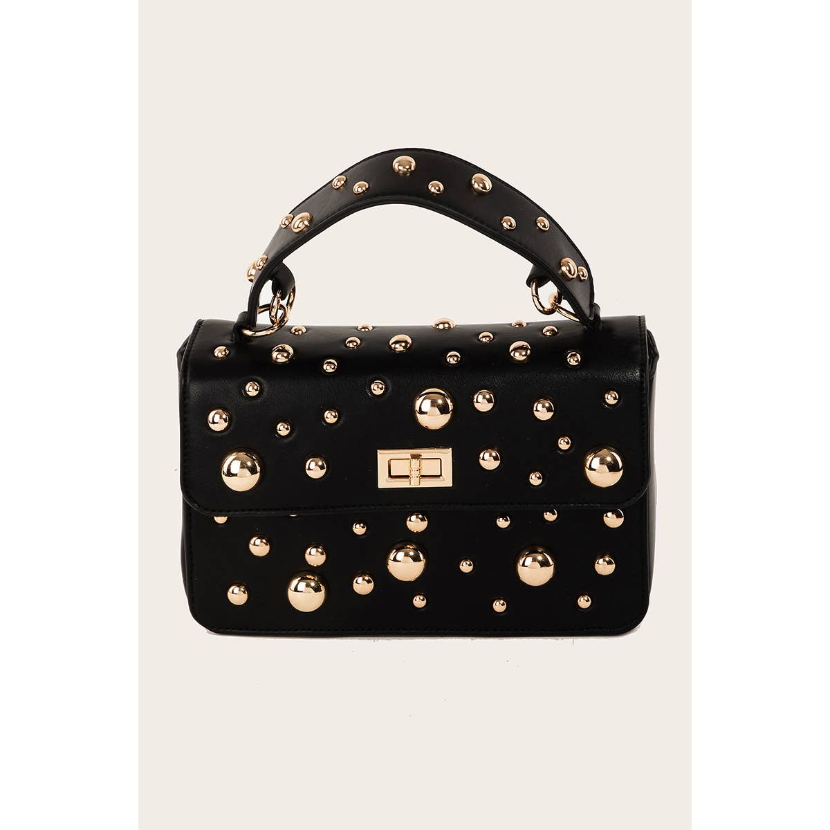 Collections by Fame Accessories - Vente Sac à main avec poignée sur le dessus – femme - Sac à main rectangulaire à clous en forme de boule7