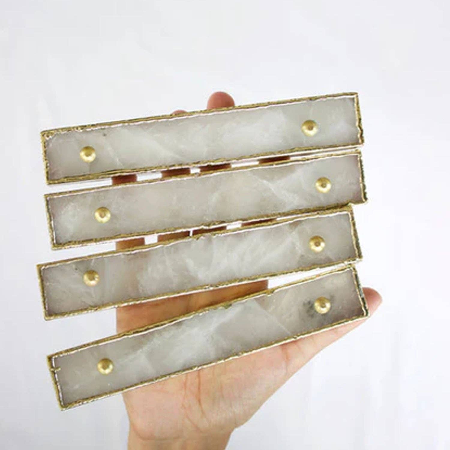 The Tangerine Store - Vendita all'ingrosso Manopola/pomello - Set di 4 maniglie/pull in agata bianca/barella/barella4