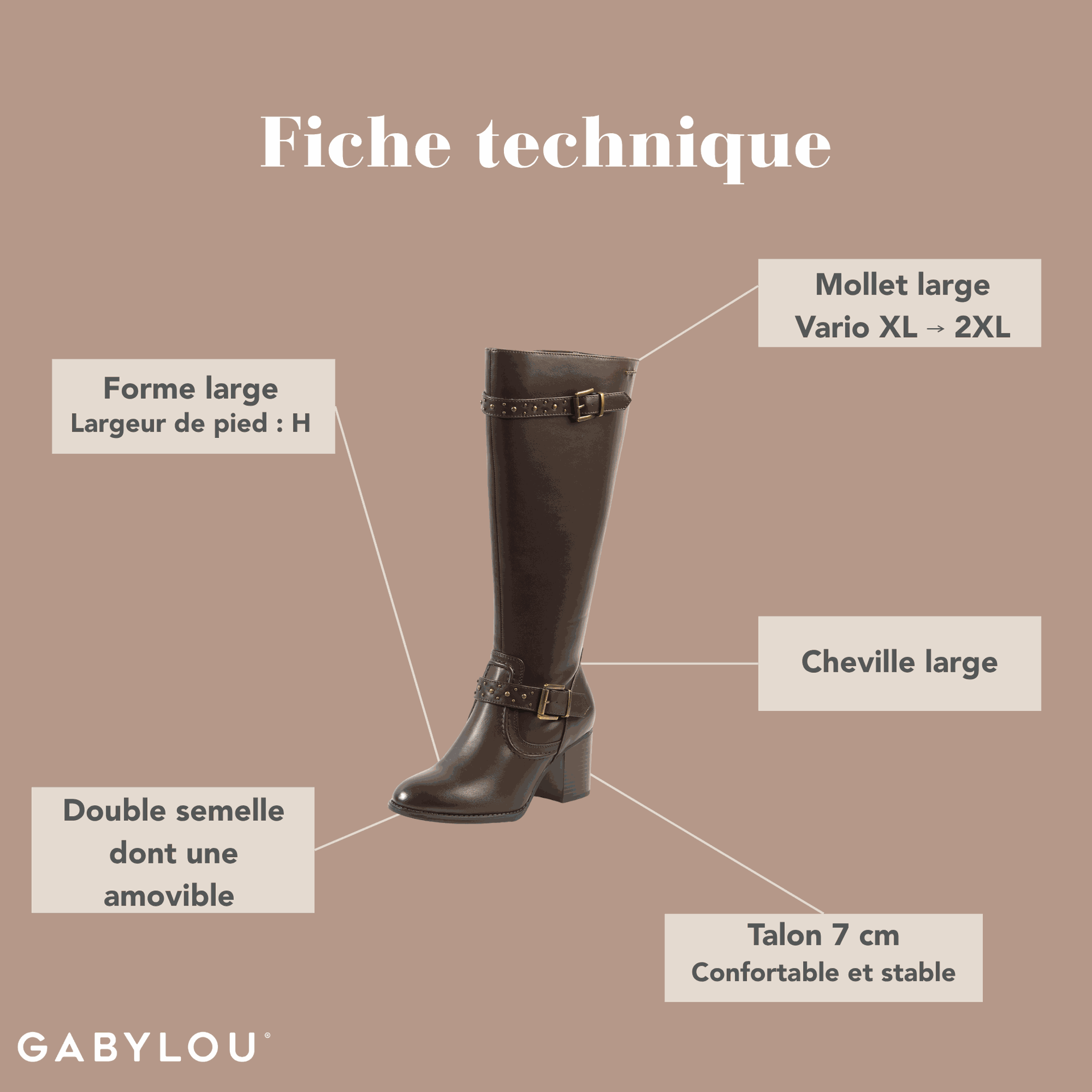 Gabylou - Wholesale Boots - Women's - VARIO XL/2XL boots for wide calves - Model Chrystel1