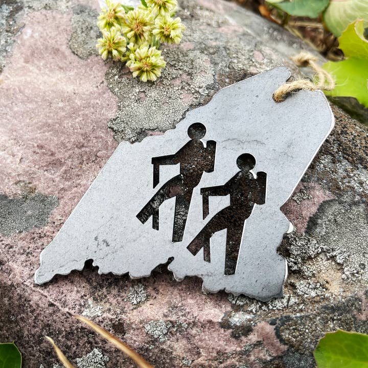 Maine State Hiker Raw Steel Metal Ornament Sustainable Gift for wholesale by BE Creations & Designs, Inc.