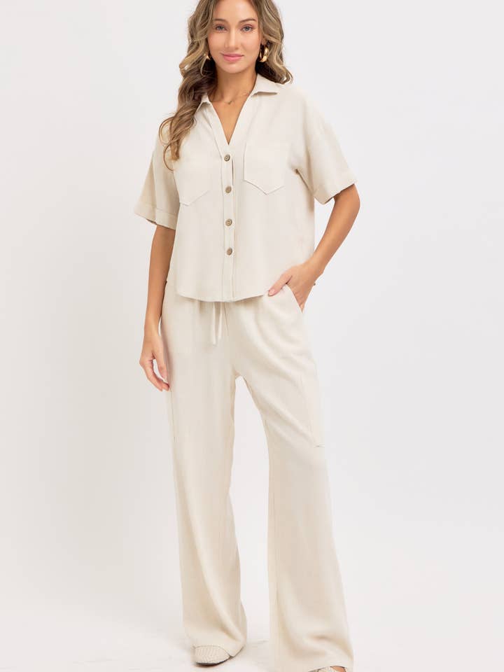 Sweet Lovely by Jen - Wholesale Button Down Shirt - Women's - LINEN BLEND BUTTON DWON CASUAL SHIRT7