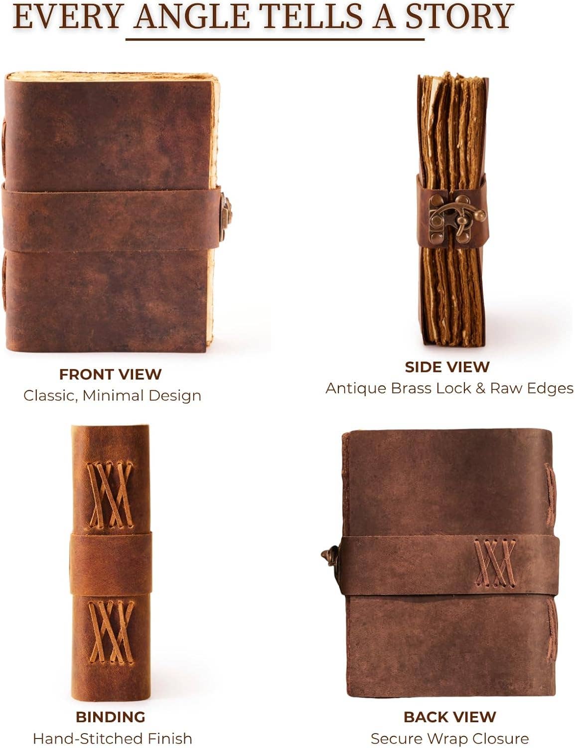 Exclusive Art Inc - Wholesale Journal/Diary - Handmade Real Leather Journal with Belt Closure – Vintage 3