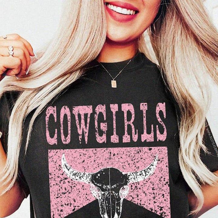 Black COWGIRL DONT CRY Steer Head Print Short Sleeve Top and other Purchase Wholesale stetson. Free Returns & Net 60 Terms on Faire trending on Faire.