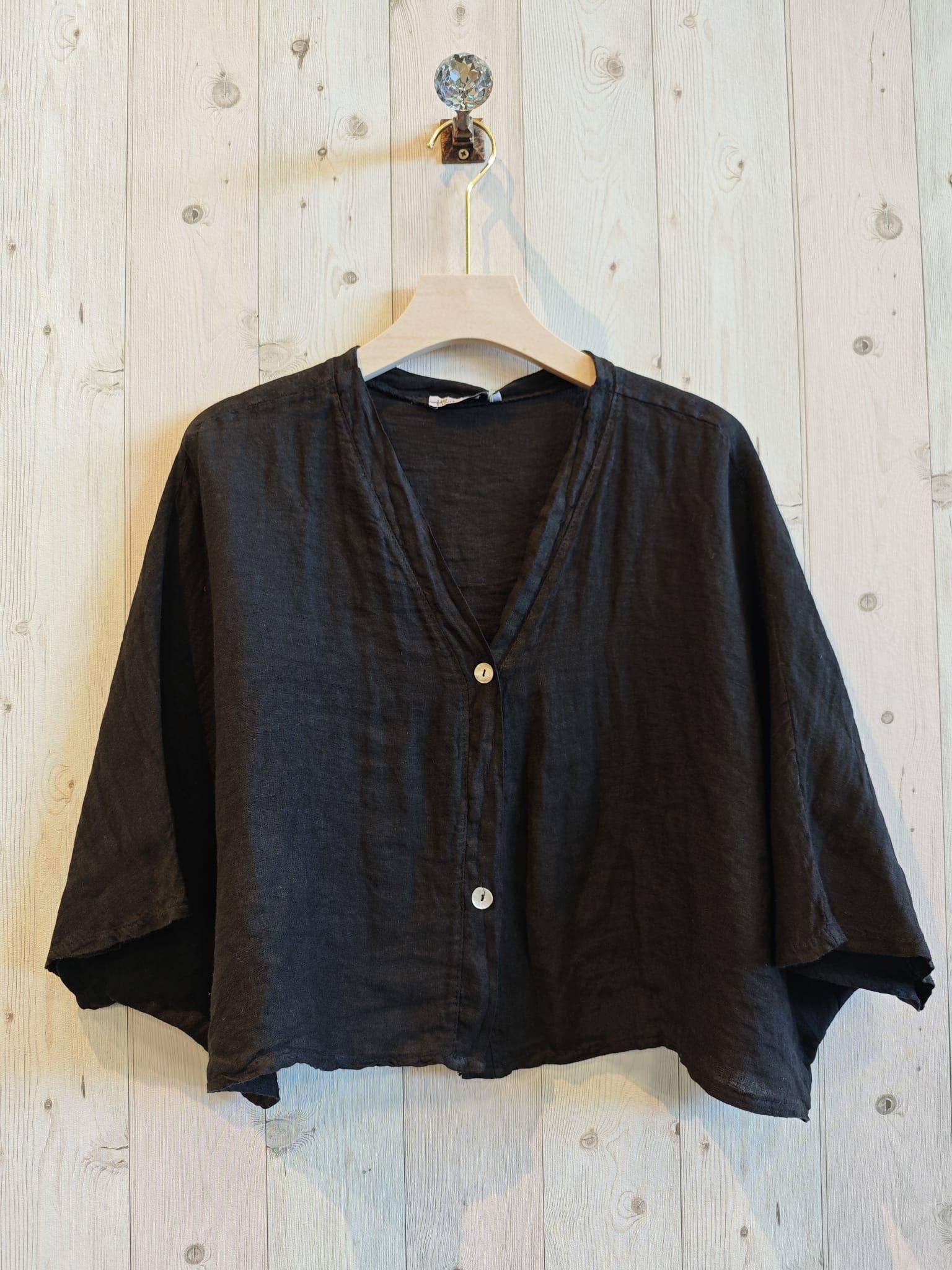 Linen & More - Wholesale Blouse - Dames - Kortelastische blouse met korte mouwen van 100% linnen9