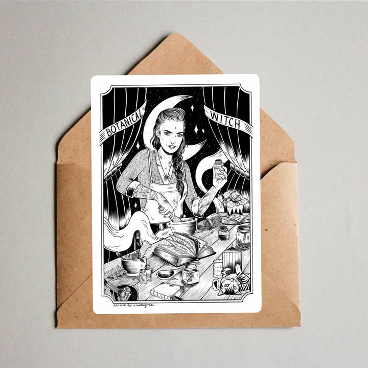 Postkarte - Botanische Hexe für den Großhandel von Cerise la Castagne