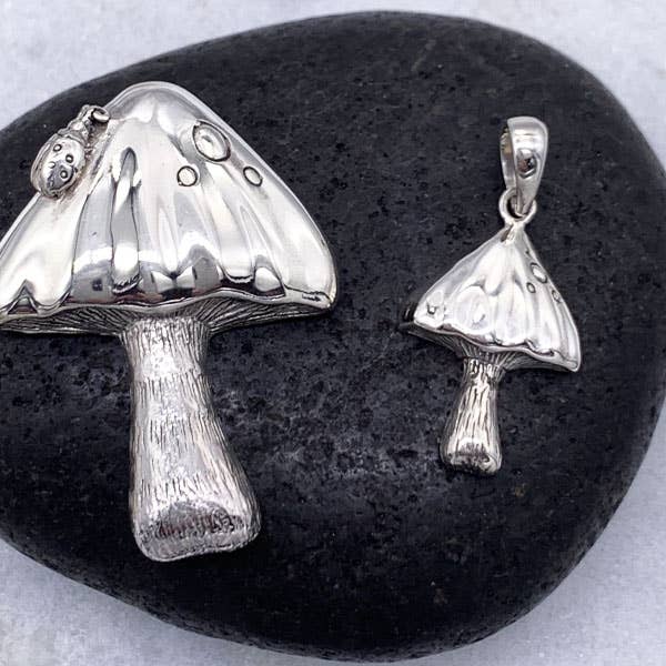 Sterling Silver Mushroom Mini Pendant, 16x20mm for wholesale by Goddess Design Studio