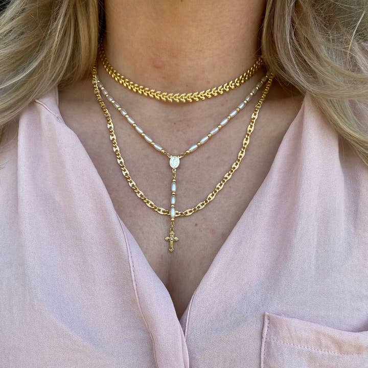 18k Gold Filled Pearl Rosary for wholesale by GoldFi