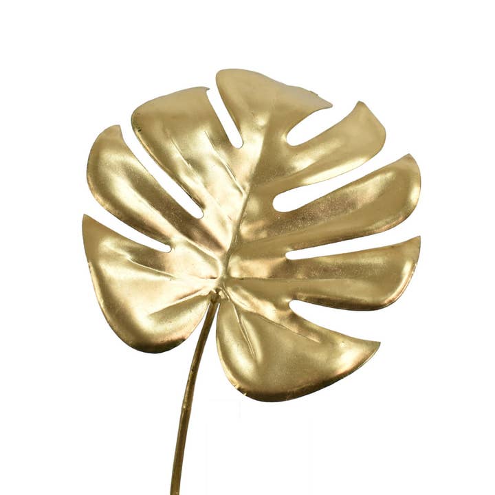 17.5” Metallic Monstera Stem - Antique Gold for wholesale by David Christopher's Collection