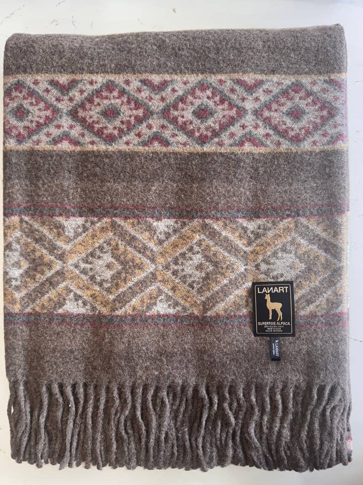 Cherokee Chief Throw - Flax for wholesale by Lanart Alpaca