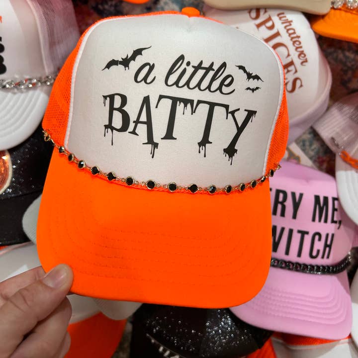 A Little Batty Trucker Hat | Halloween Caps | Spooky for wholesale by Vibes Hat Company