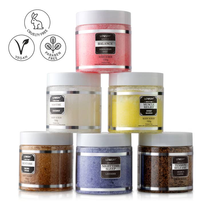 Lovery - Wholesale Body Scrub/Exfoliant - Body Scrub Gift, 6 Pack Exfoliating Body, Face, Foot Scrubs