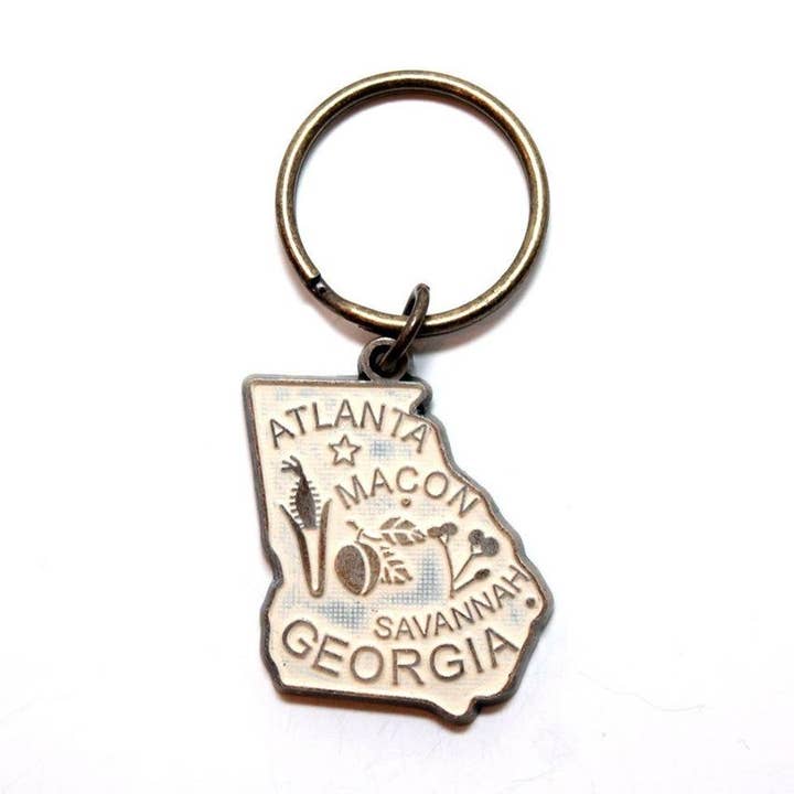 Georgia Keychain - High Quality Thick Metal State Love for wholesale by Gleeful Peacock