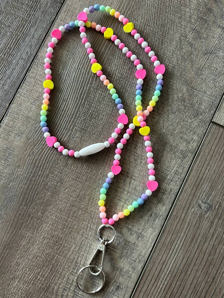 Hearts and Colors Bead Breakaway Lanyard for wholesale by JILLIAN INK LLC