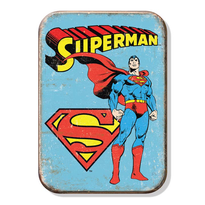 Magnet: Superman Retro Metal wrapped with printed media for wholesale by Desperate Enterprises
