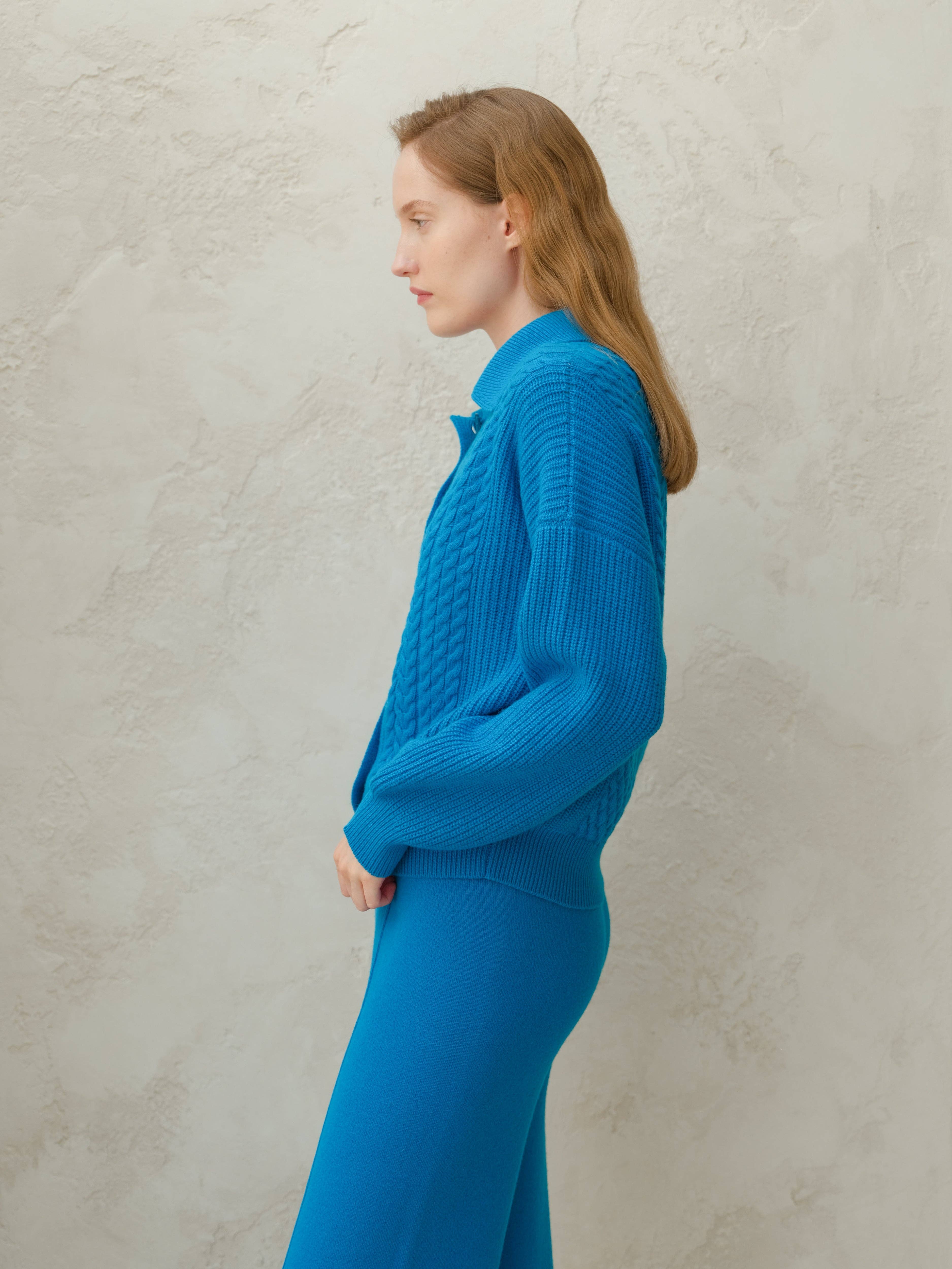 Lèmme – Cardigan - Mulher por atacado – Cardigan polo com tramas em mistura de cashmere7