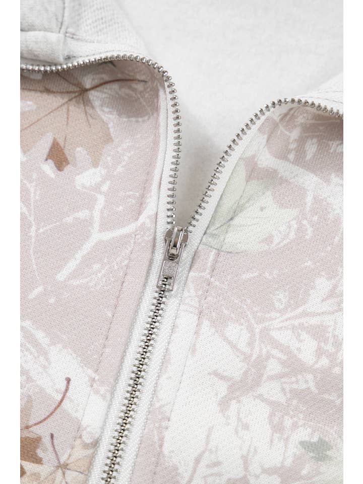 Gray Plus Size Camo Patchwork Zipped Collar Pullover Sweatshirt for wholesale on Faire7