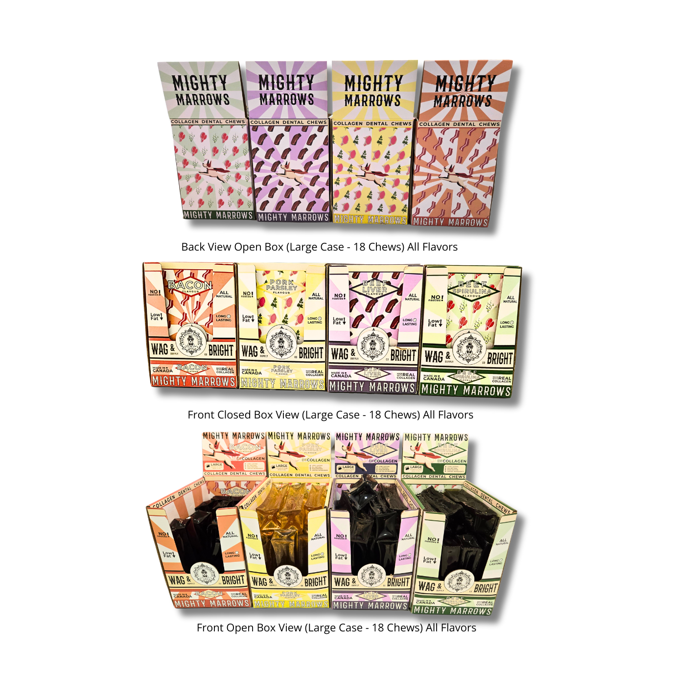 Wag & Bright Supply Co. - Vente Os à mâcher – chien - Mighty Marrows Collagen Dental Chew - Bœuf Spiruline - SM/LG11