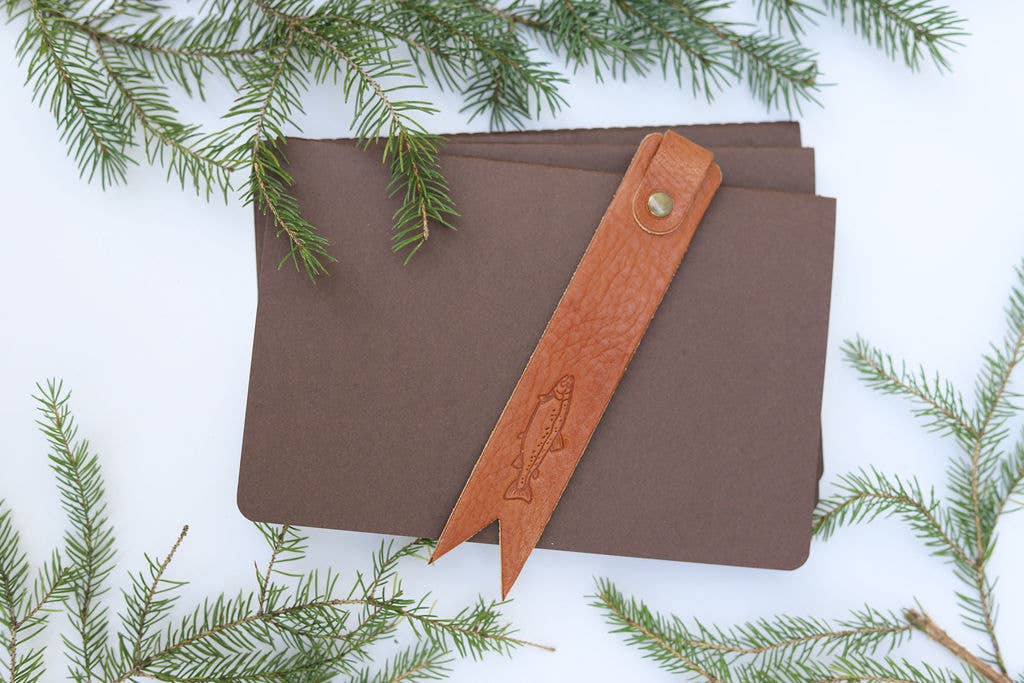 Aura Design Co. - Wholesale Bookmark - Leather Bookmark - Trout Stamped0