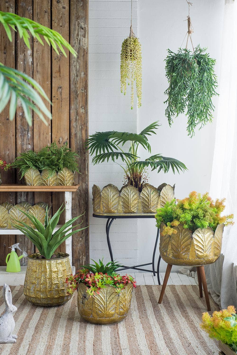 A&B Home Group Inc. - Wholesale Plant Pot - S/3 Gilded Zinc Leaf Bowl Planter Set (3-Piece)9