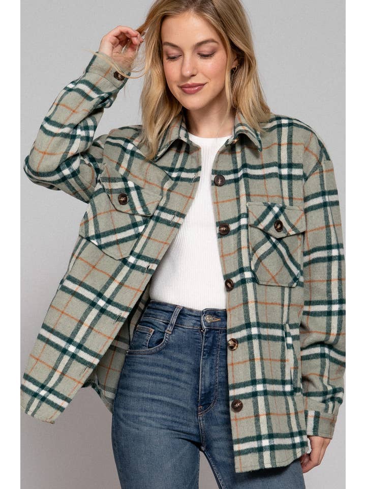 42POPS – Großhandel Hemdjacke/Shacket – Damen – ...WOLL-MISCHGEWEBE KAROJACKE MIT SEITENTASCHE1