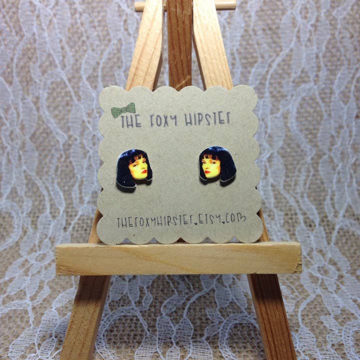 Pulp Fiction stud Earrings, gift idea, cool jewelry, unique, funky, funny, celebrity, uma thurman, quentin tarantino for wholesale by The Foxy Hipster