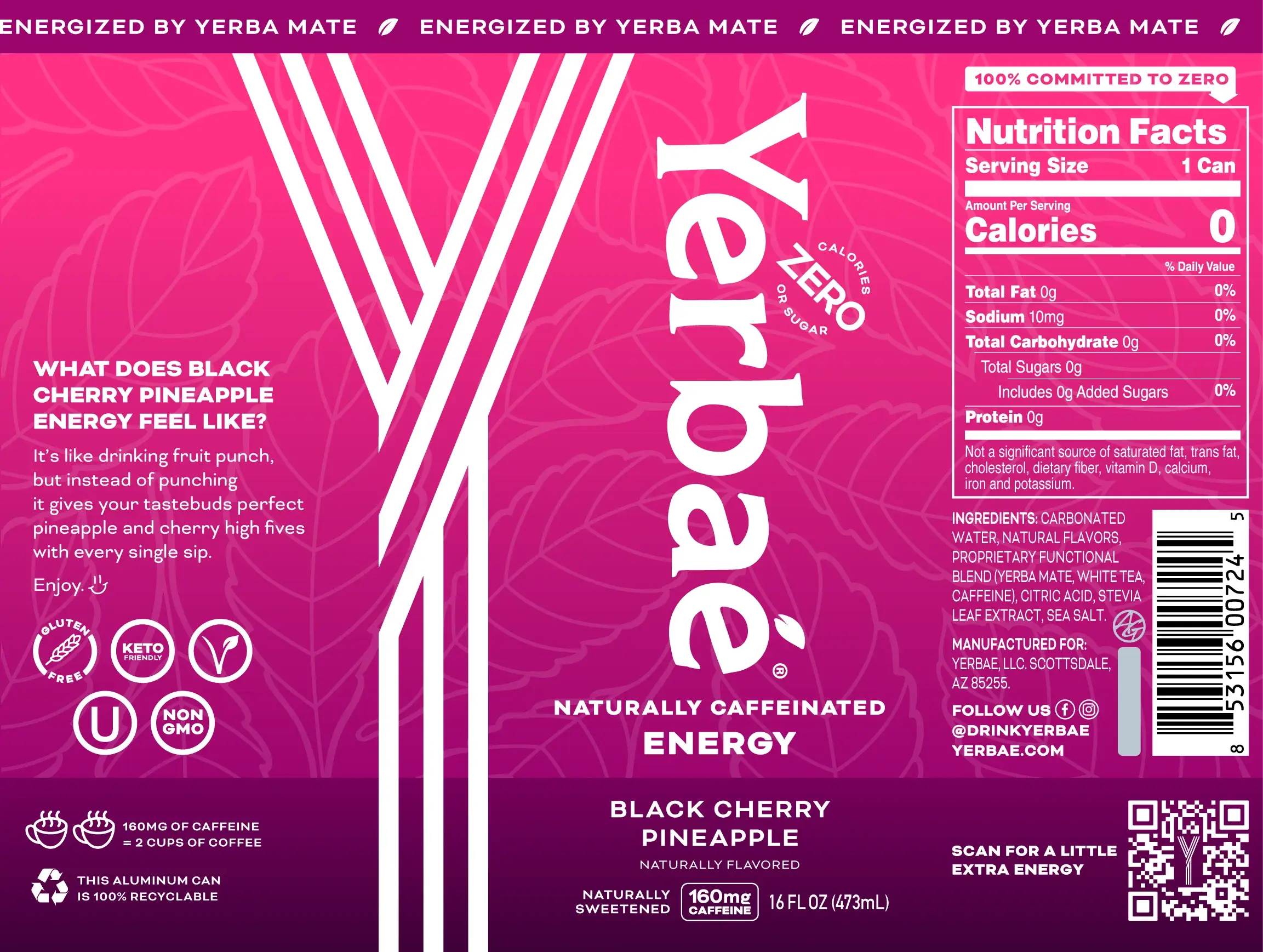 Yerbae – wholesale Sports/energy drink – 16oz Black Cherry Pineapple Sparkling Water Energy Drink1