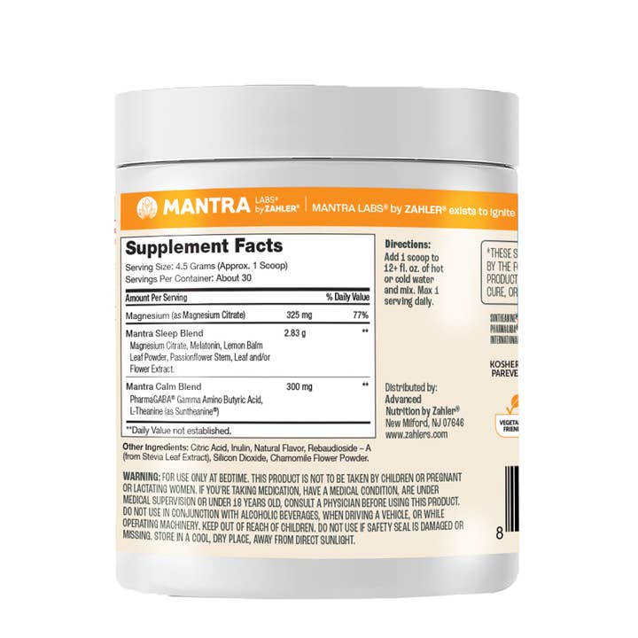 Advanced Nutrition by Zahler - Wholesale Oral Supplement/Vitamin - Mantra Rest, The Calming Supplement, Lemon Chamomile Flavor.