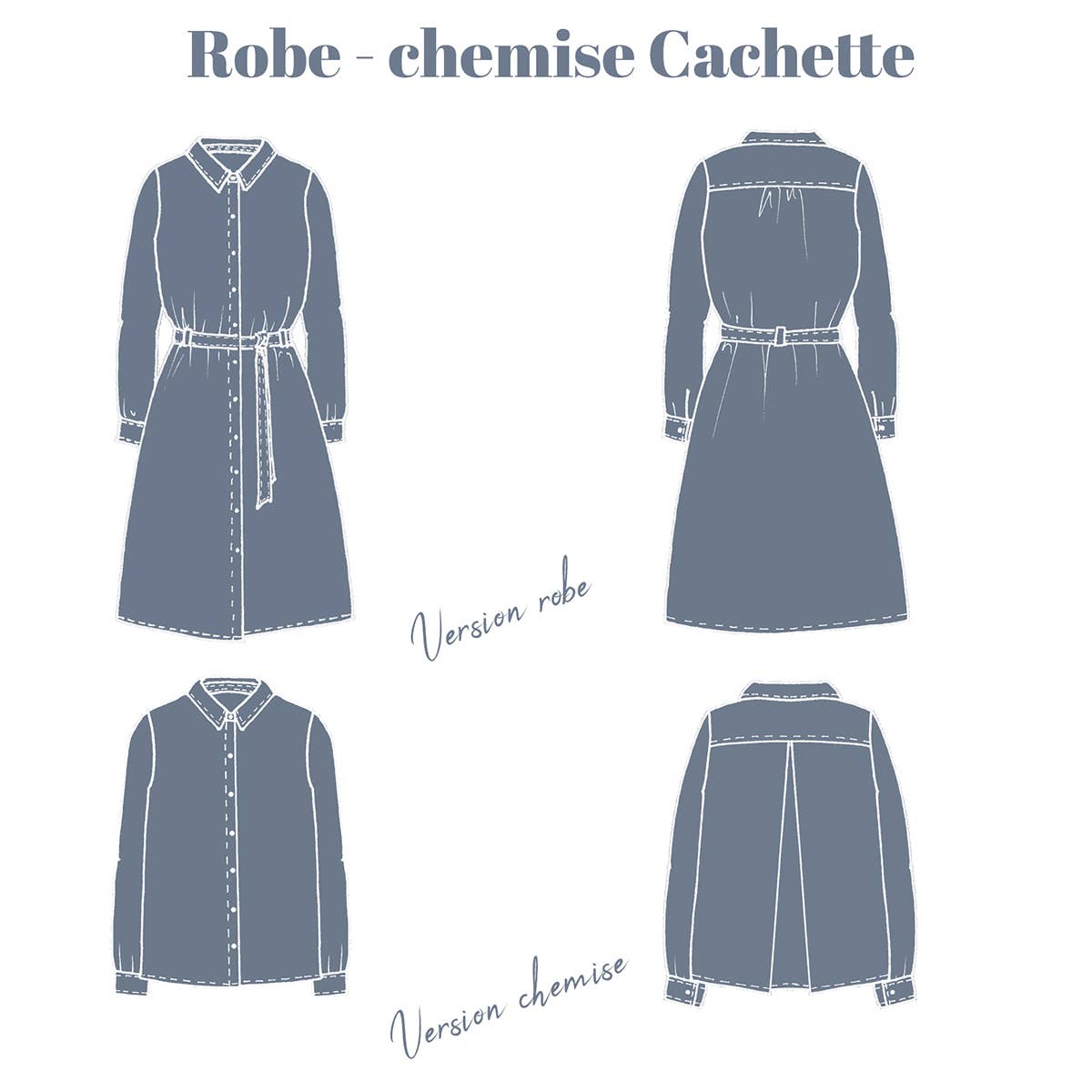 COUSETTE - Vendita all'ingrosso Vestito - Donna - Cartamodello per abito o camicia Cachette13