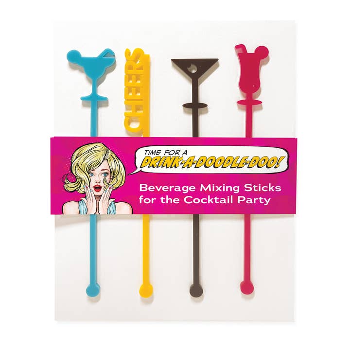Retro Cocktail Party Drink Stirrer Set (with Greeting Card) for wholesale by Papersalt