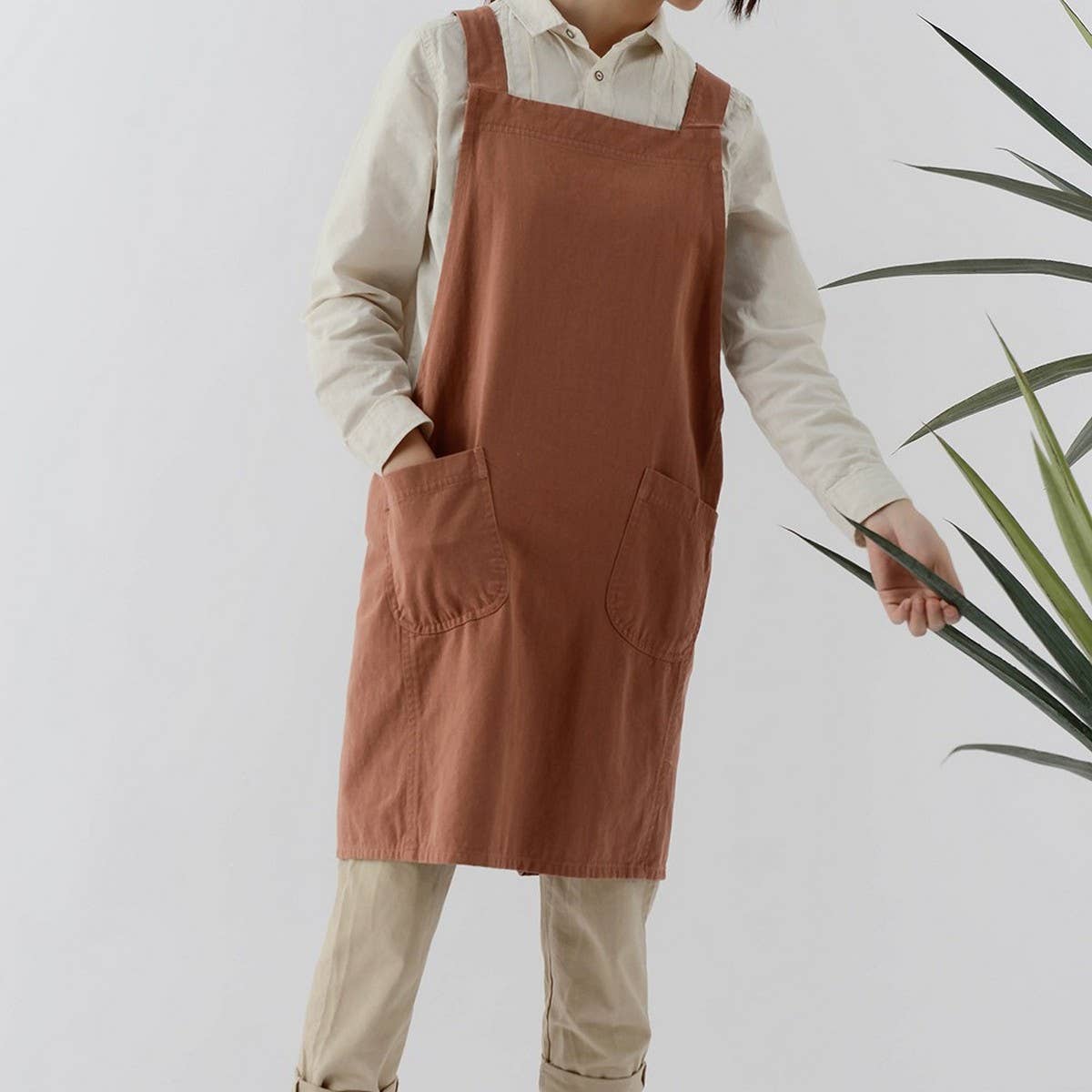 ACCITY - Wholesale Apron - Waterproof Solid Color Linen Aprons with pockets_CWMM33036