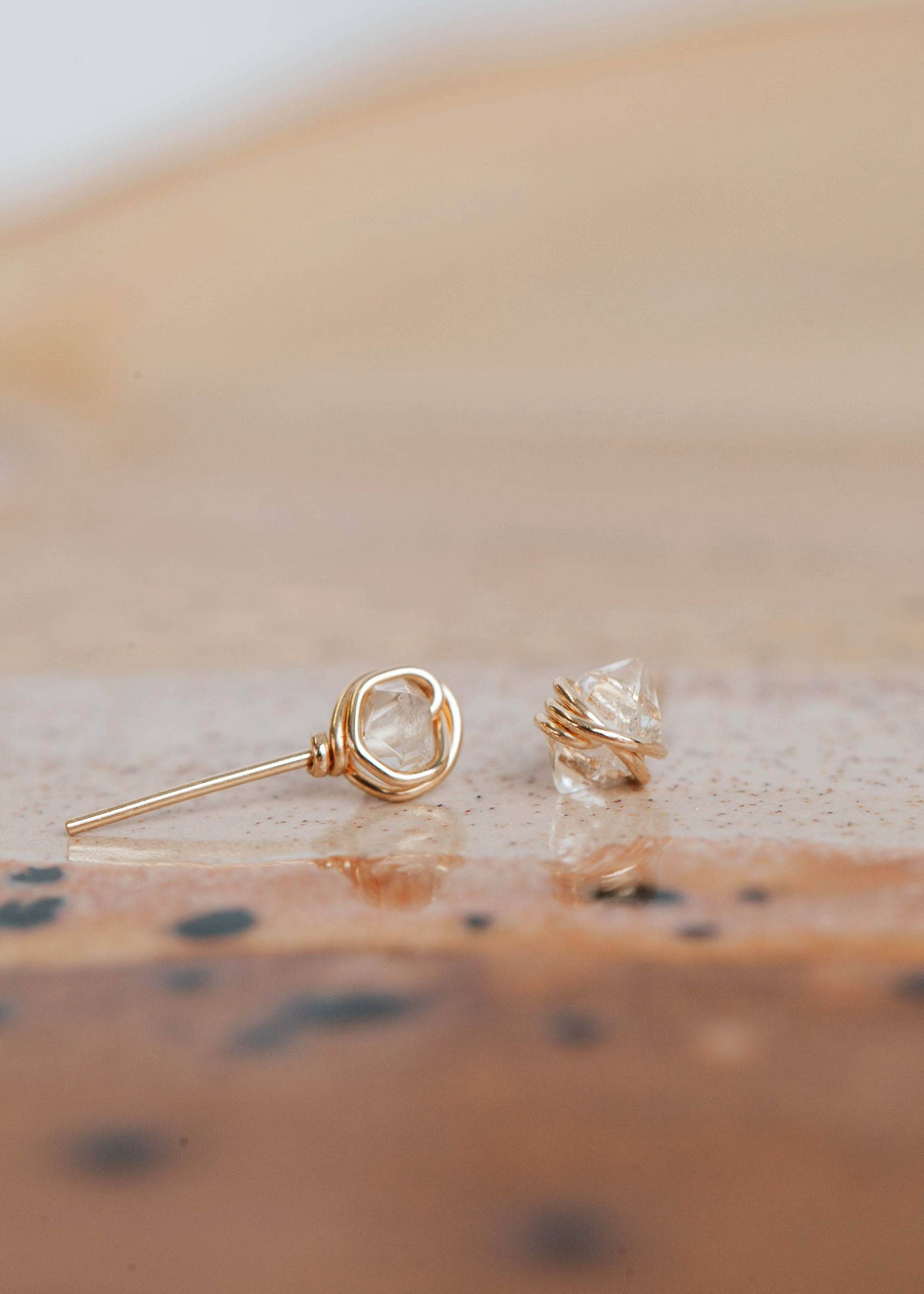Hello Adorn - Wholesale Stud/Post Earrings - Herkimer Diamond Studs | 14kt Gold Fill + Sterling Silver