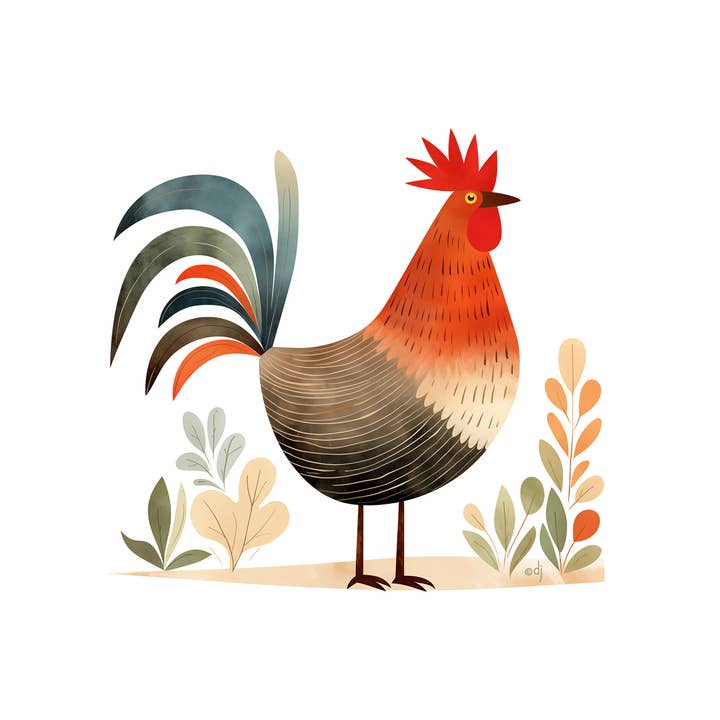 Coq (poulet) pour la vente par Paper Lion Art