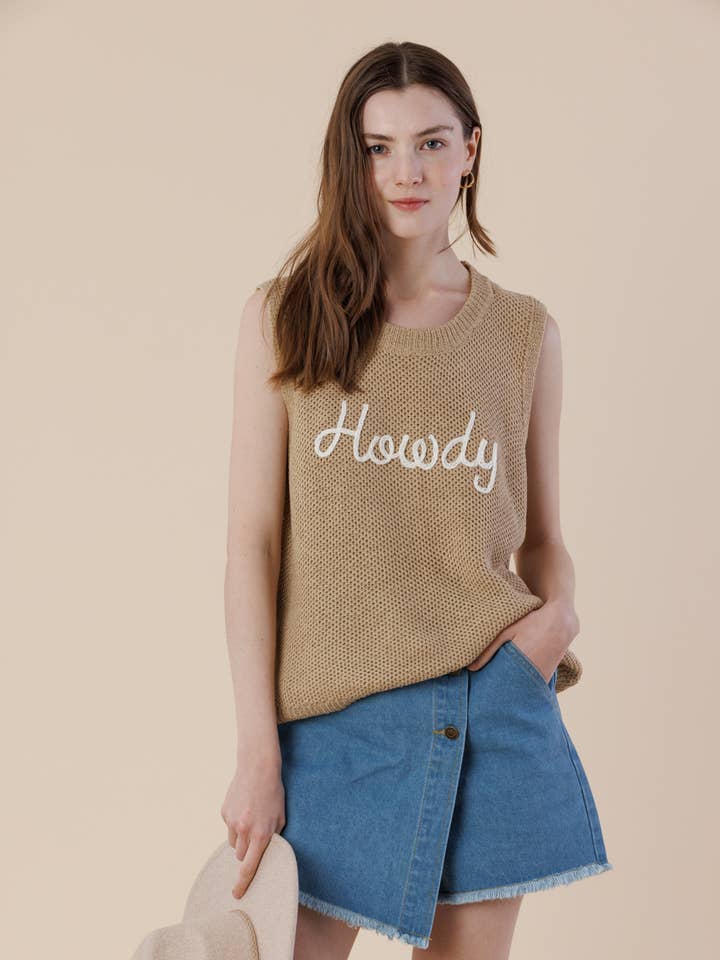 Howdy Embroidery Sweater Tank – Western Sleeveless Vest and other Purchase Wholesale howdy sweater. Free Returns & Net 60 Terms on Faire trending on Faire.