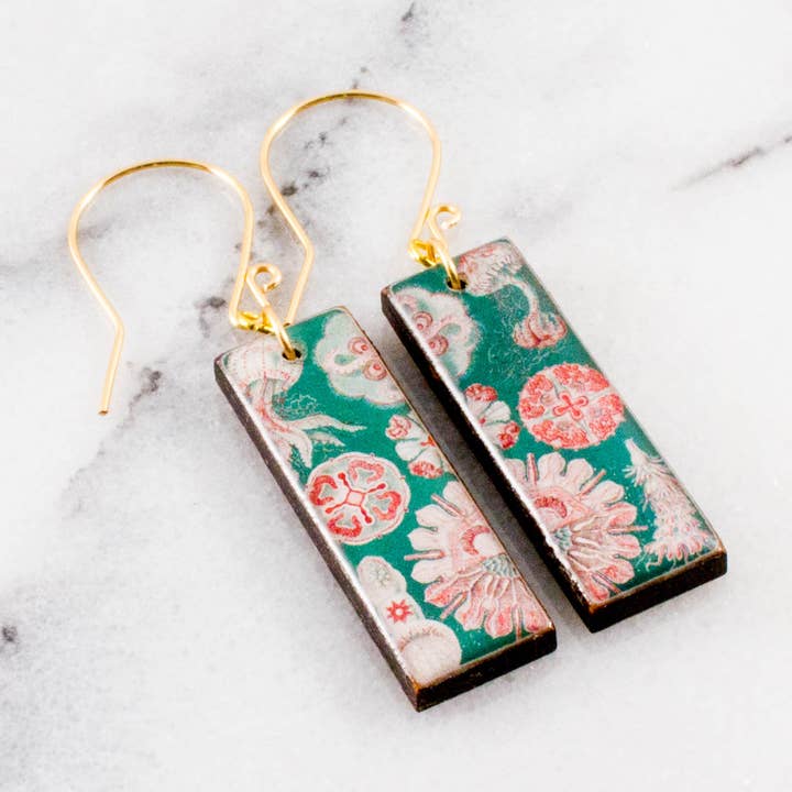 Emerald Sea Specimen Rectangle Earrings for wholesale by No Man's Land