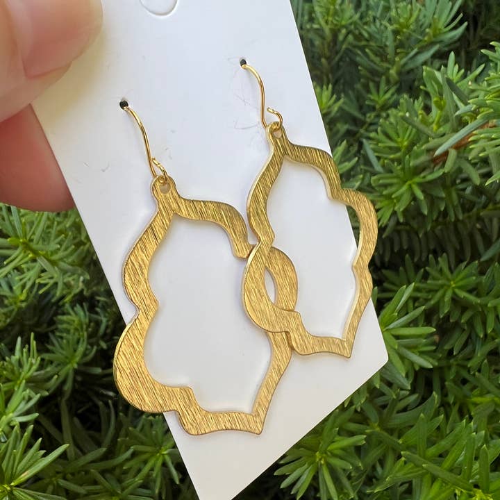 Baubles by B - Wholesale Dangle Earrings - Gold Casablana Quatrefoil Metal Earrings