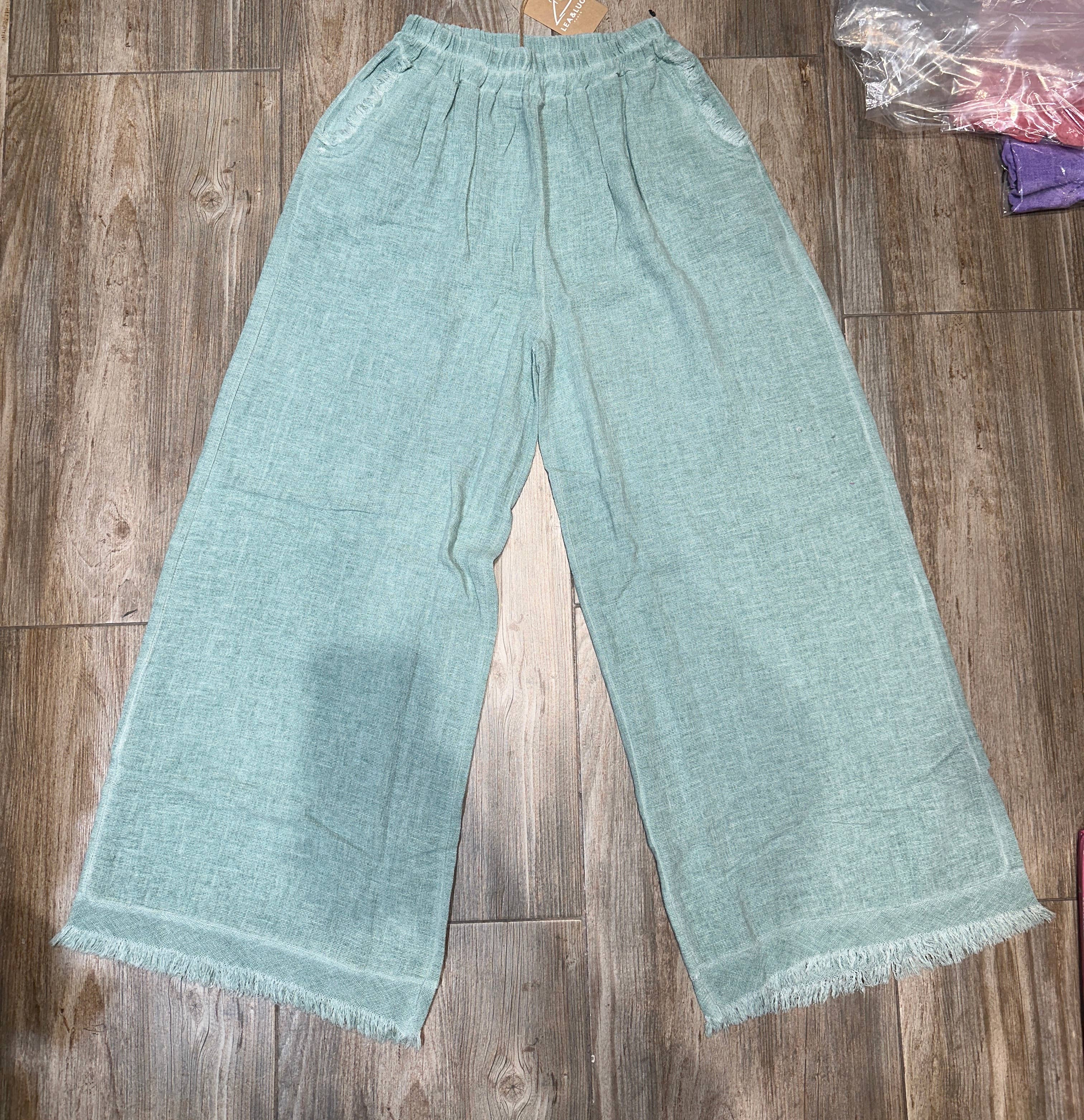 LÉA & LUC – Calças - Mulher por atacado – Calças em 50% Linho 50% Algodão REF. 933936