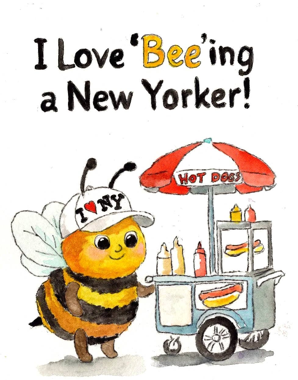 Johnnerdraws - Wholesale Everyday Greeting Card - I love BEEing a New Yorker! Handmade Greeting Card1